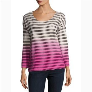 Splendid Pink Dip Dye Ombre Striped Sweatshirt
